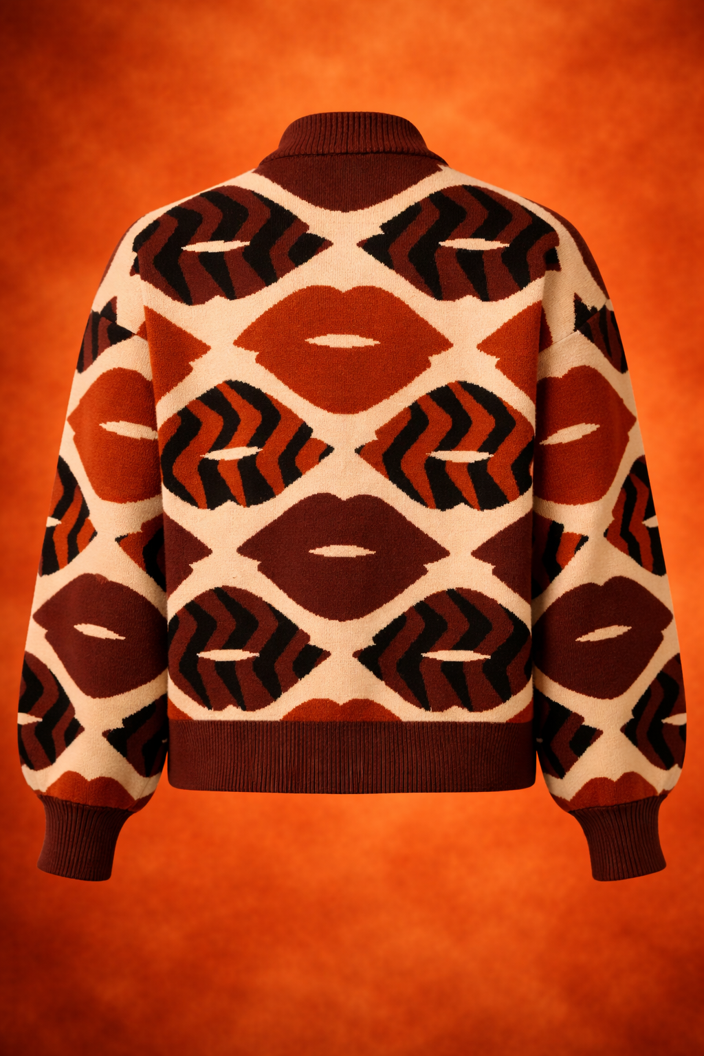 Gebreide Trui Met LippEnprInt in Bruin en Cognac | Brown