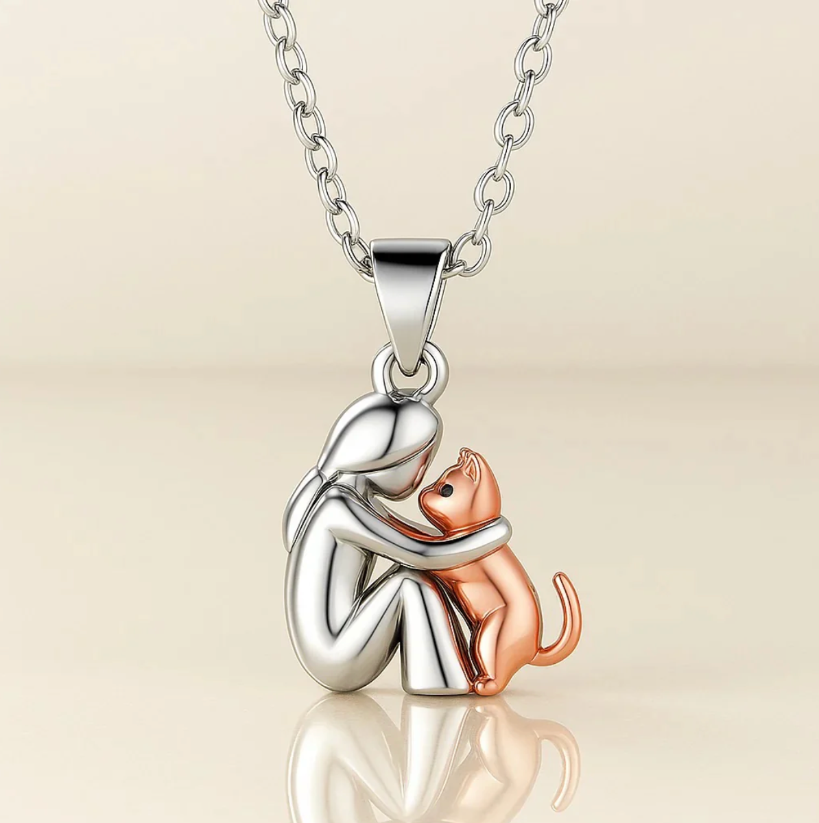 Cat Hug Pendant Necklace