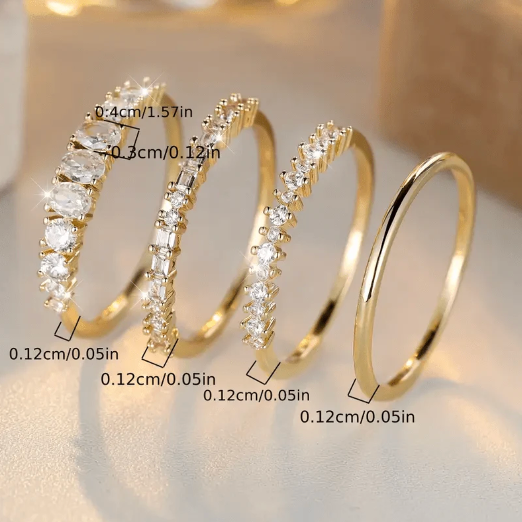 Gold Zirconia Stacking Rings