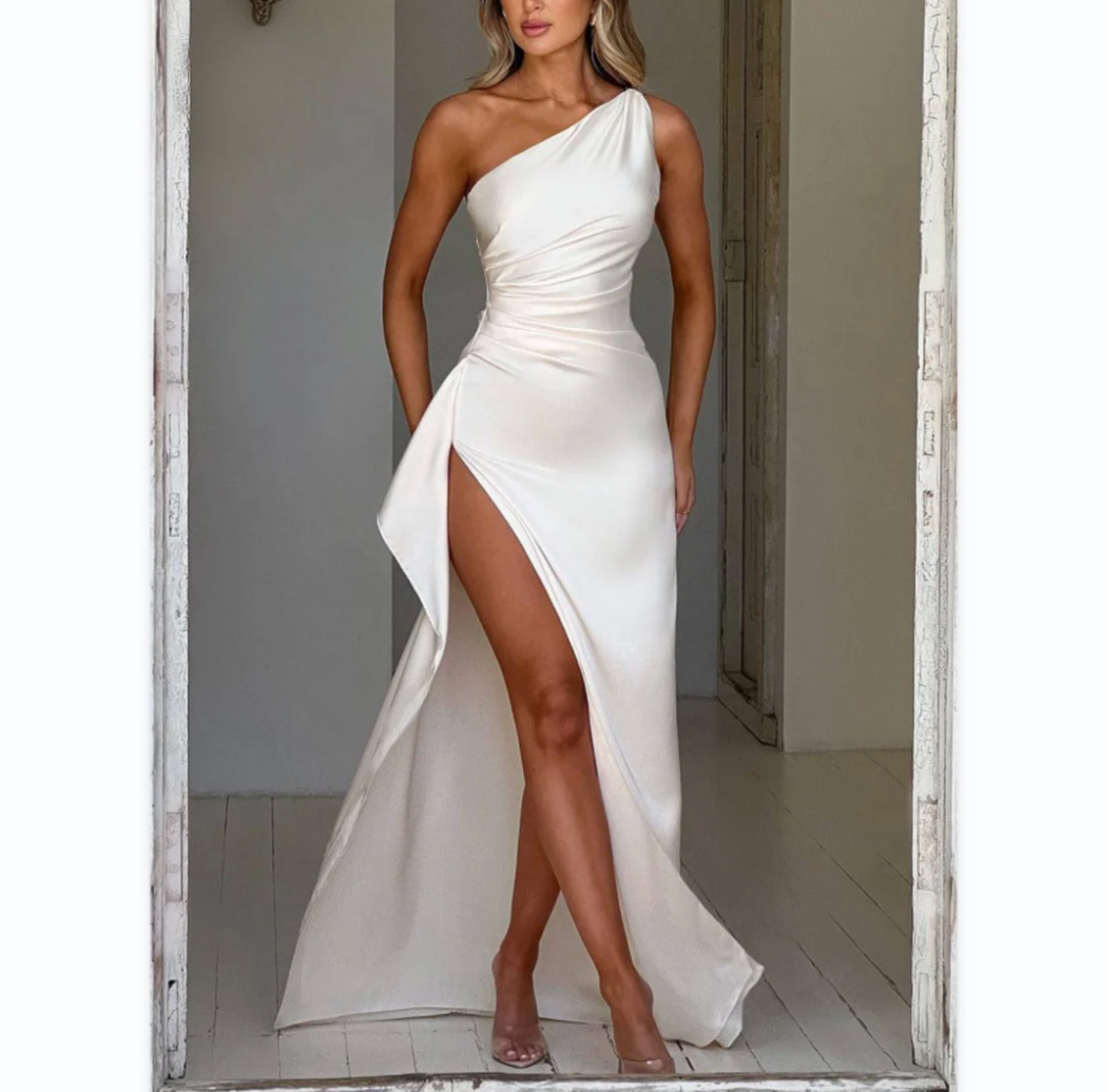 Aurrela | Elegant One Shoulder High Split Formal Maxi Dress