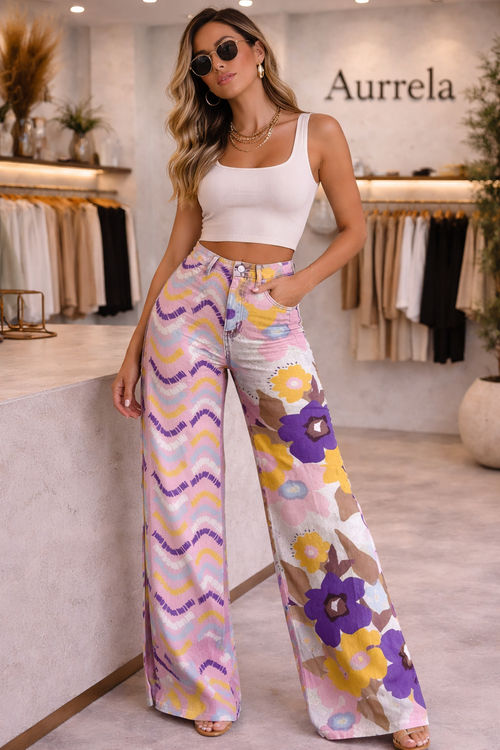 Aurrela | Bohemian Floral Trousers