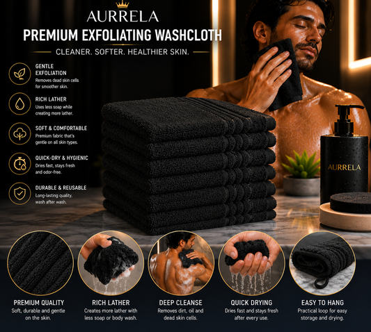 Aurrela | Premium Exfoliating Washcloth | set of 5 pieces