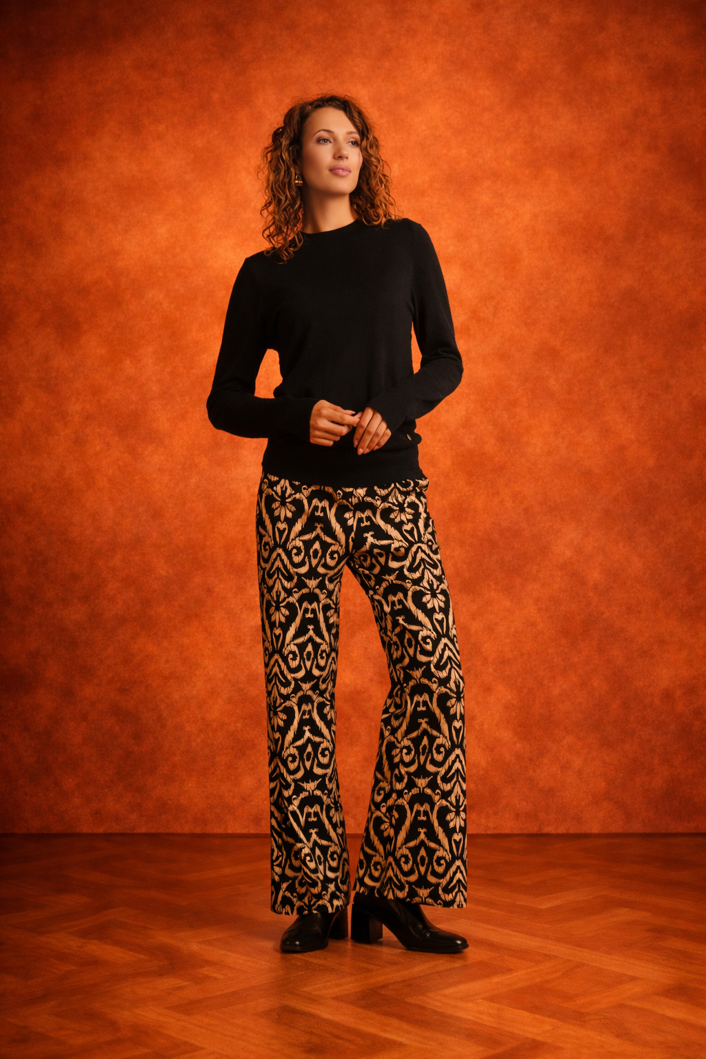 Travel Pants with Aztec Print | Black – Sand