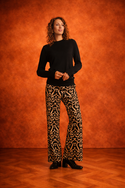 Travel Pants with Aztec Print | Black – Sand