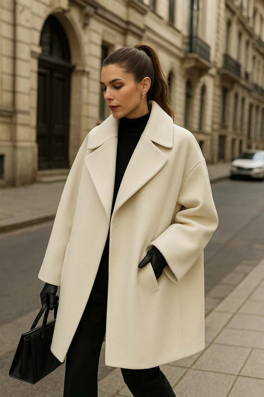 Yael – Oversized Wide-Collar Coat for Women