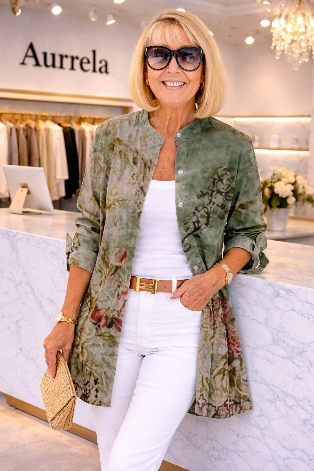 Aurrela | Elegant Floral Button Shirt