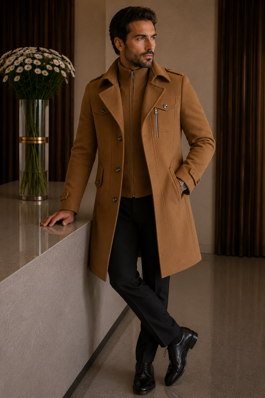 Aurrela | Prestige Overcoat in Virgin Wool | Camel