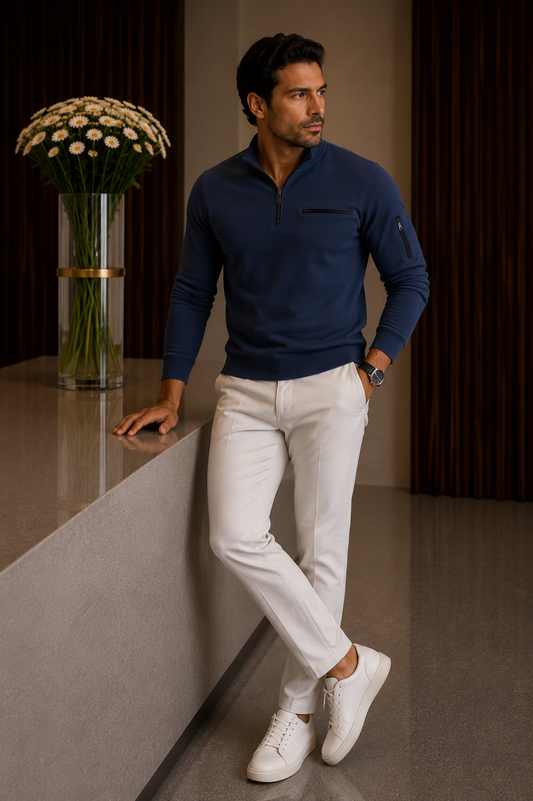 Aurrela | Men's Quarter Zip Polo Shirt