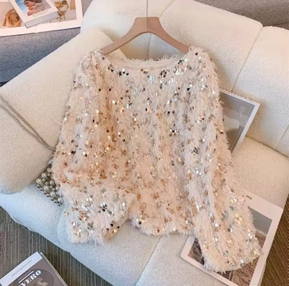 Feather Sequin Knit | Women Sweater