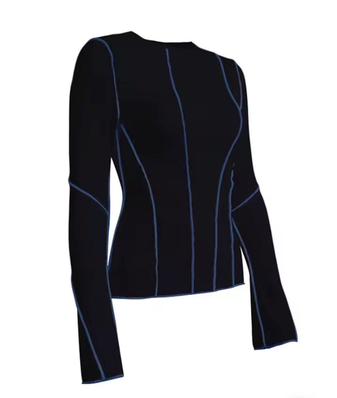 Lori Long Sleeve Rib Top – Asphalt Contrast