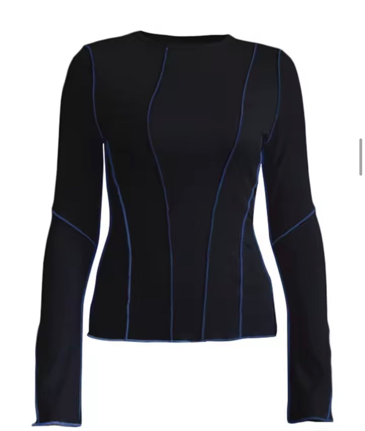 Lori Long Sleeve Rib Top – Asphalt Contrast