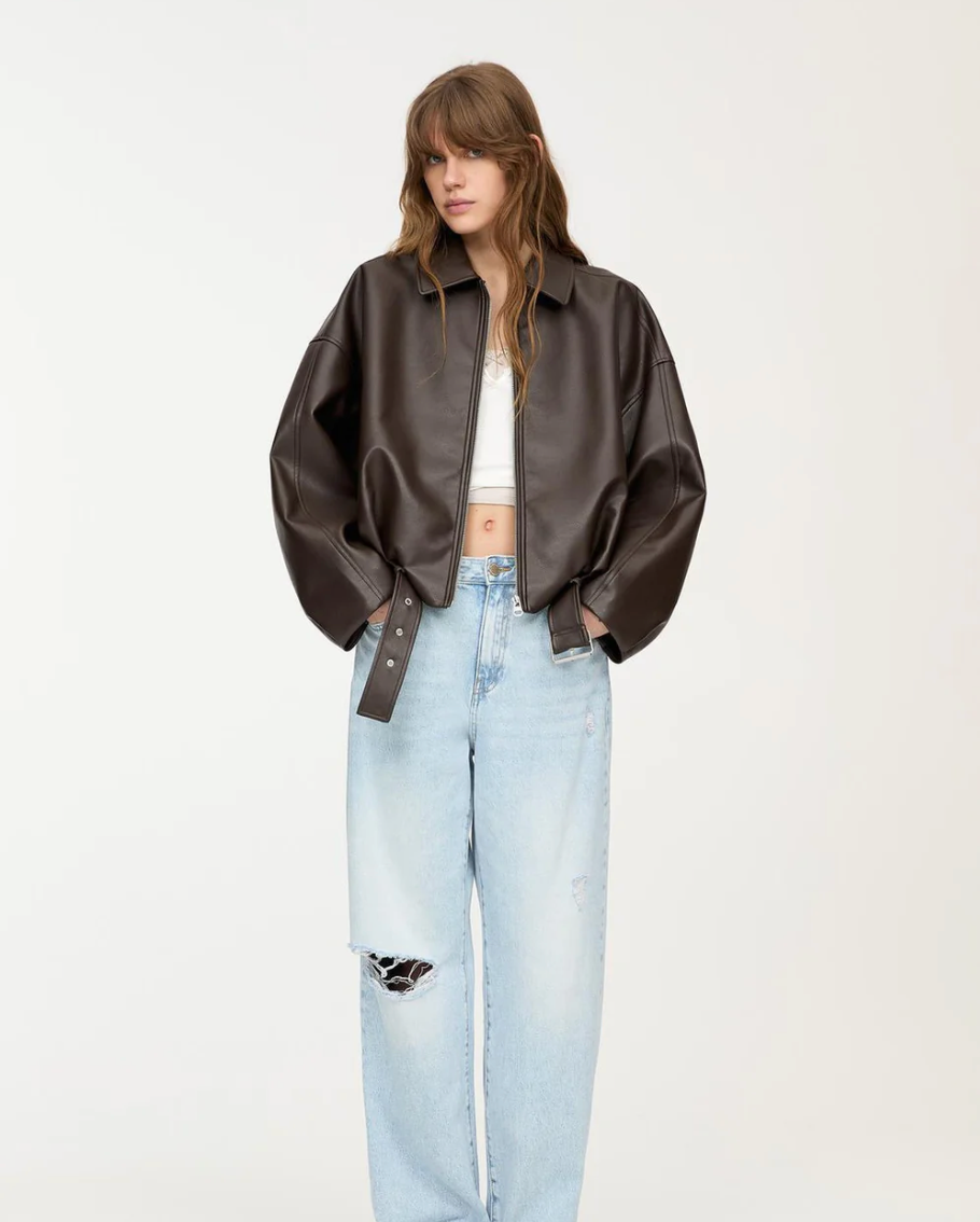 Celeste Leather Belted Jacket