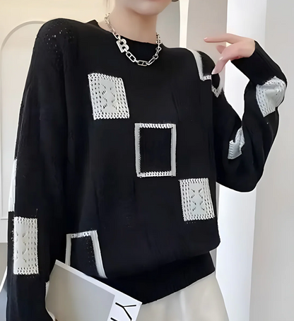 Renata – Elegant Geometric Openwork Knit Sweater