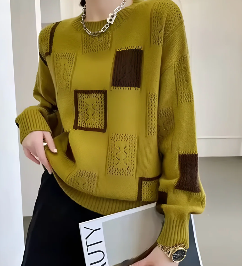 Renata – Elegant Geometric Openwork Knit Sweater