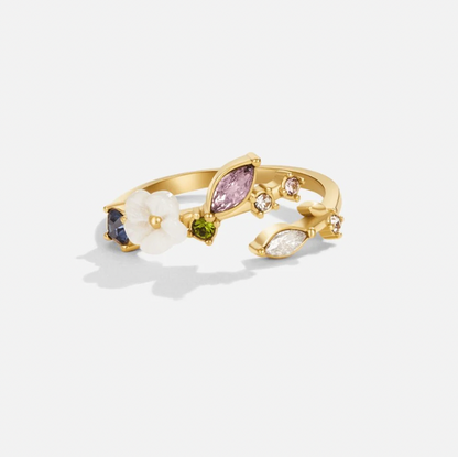 Crystal Floral Ring – Gold