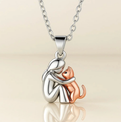 Cat Hug Pendant Necklace