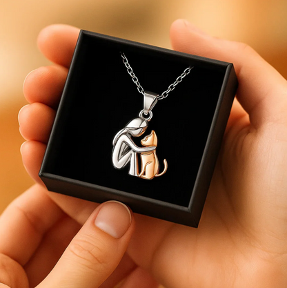 Cat Hug Pendant Necklace
