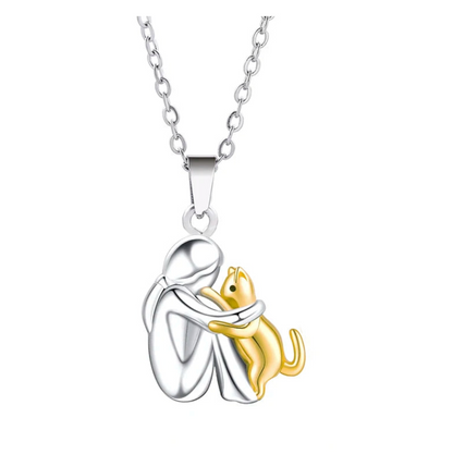 Cat Hug Pendant Necklace