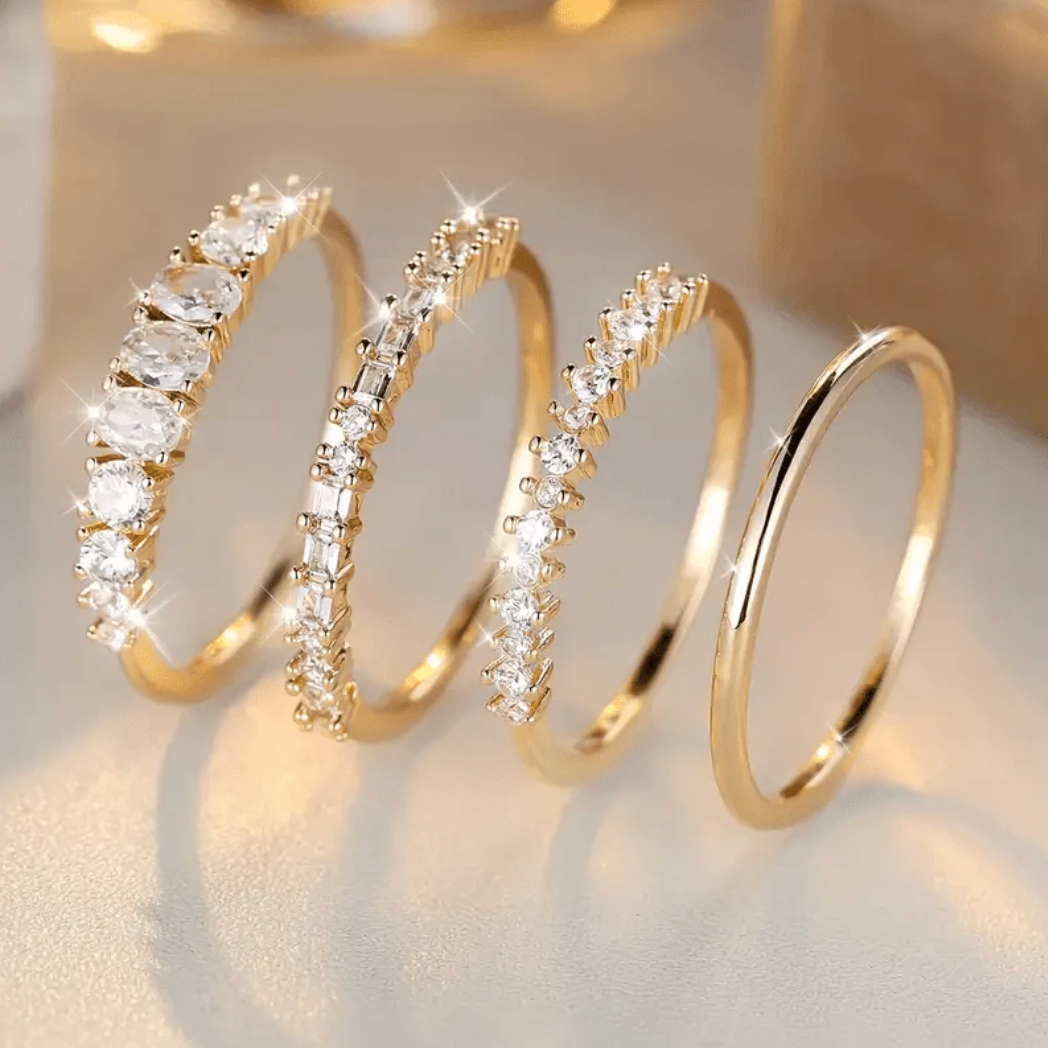 Gold Zirconia Stacking Rings