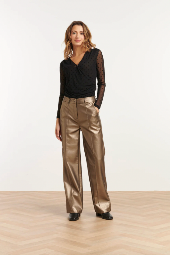 Pu Broek Met Metallic Finish | Gold