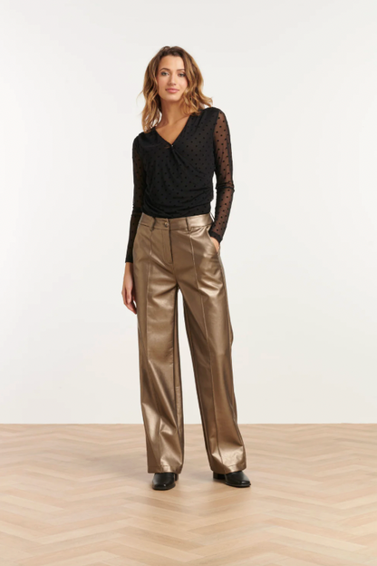 Pu Broek Met Metallic Finish | Gold
