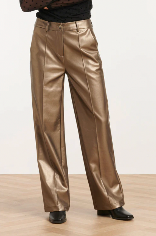 Pu Broek Met Metallic Finish | Gold