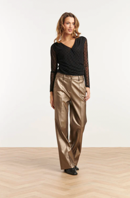 Pu Broek Met Metallic Finish | Gold