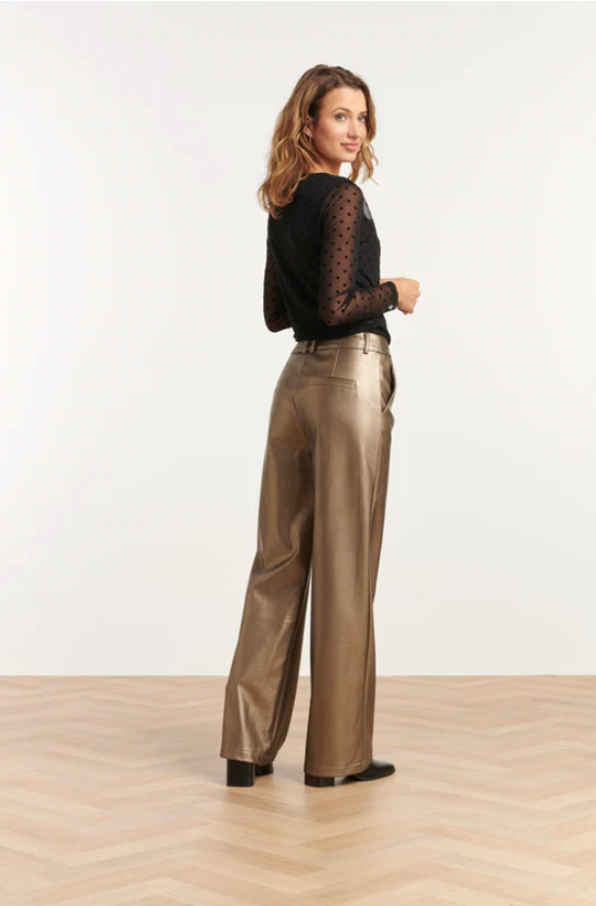 Pu Broek Met Metallic Finish | Gold