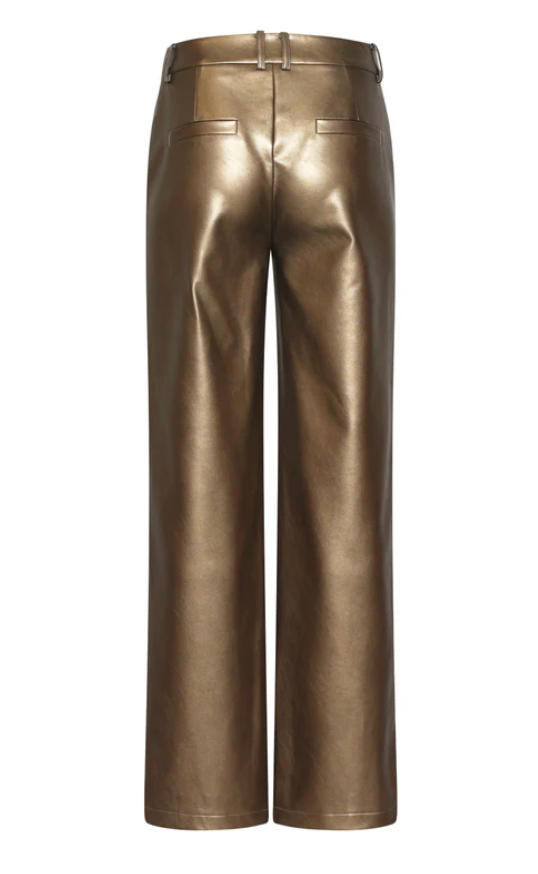 Pu Broek Met Metallic Finish | Gold