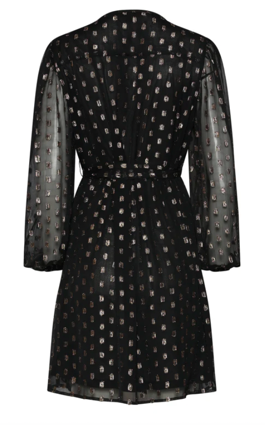 Chiffon Jurk Met Lurex Stippen In Black-Gold | Black - Gold