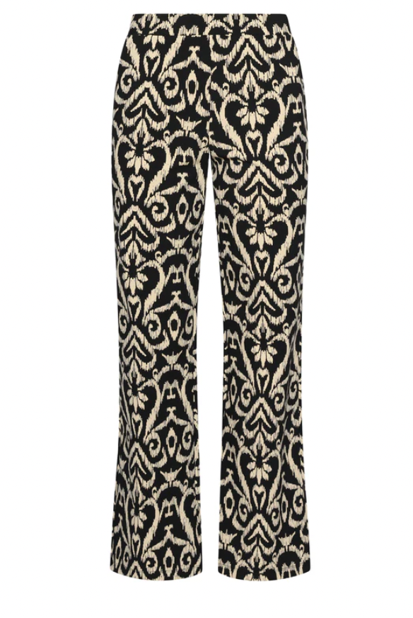 Travel Pants with Aztec Print | Black – Sand