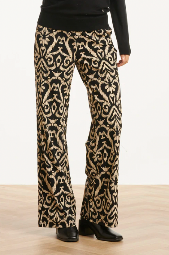 Travel Pants with Aztec Print | Black – Sand