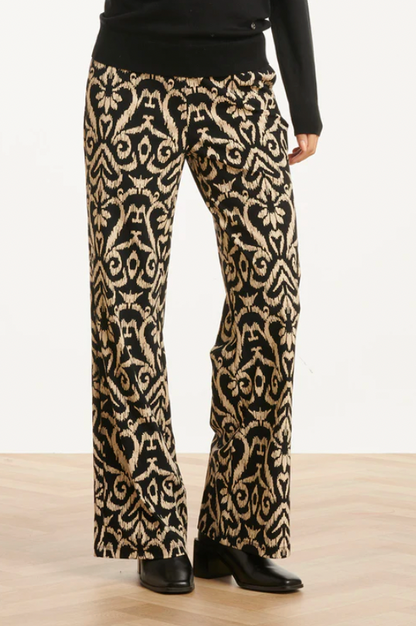 Travel Pants with Aztec Print | Black – Sand