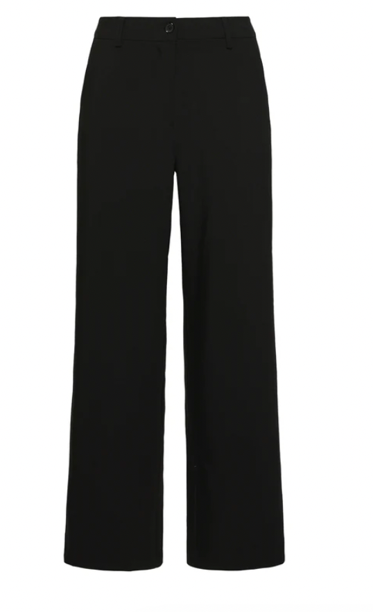 PU Trousers with Straight Leg | Black