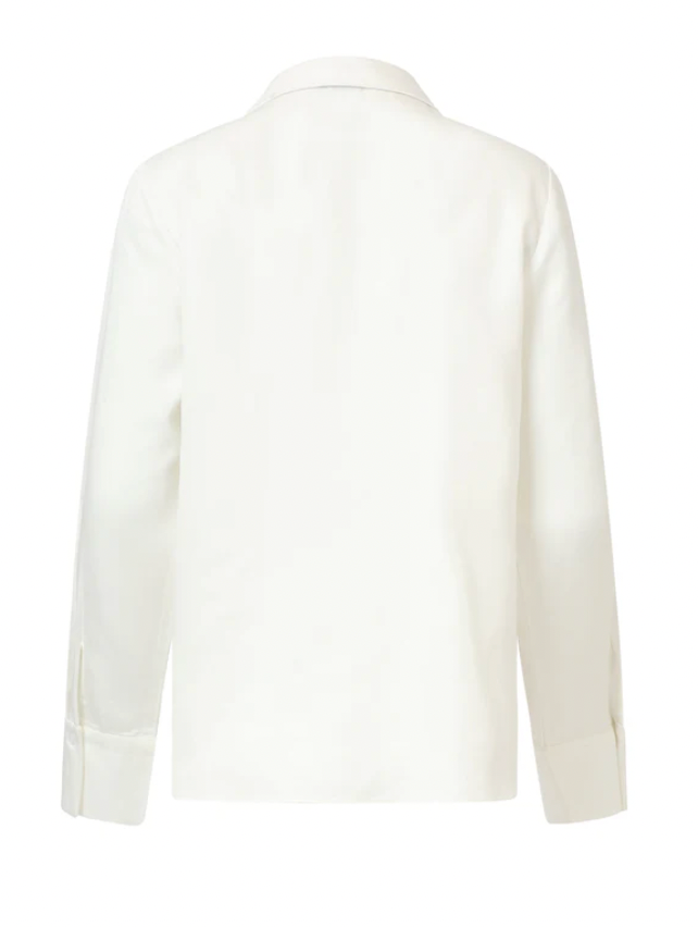 Button-Through Shirt with V-Neck &amp; Collar | Off White