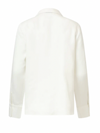 Button-Through Shirt with V-Neck &amp; Collar | Off White