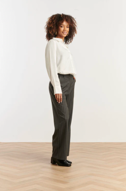 Grijs En Wit Pinstriped Broek | Grey – White
