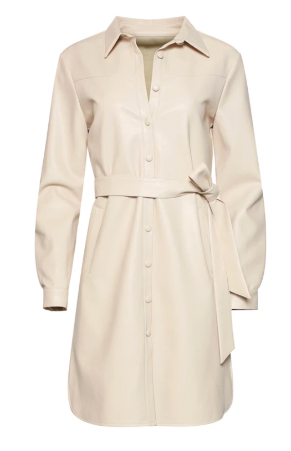PU Dress with Belt | Off White