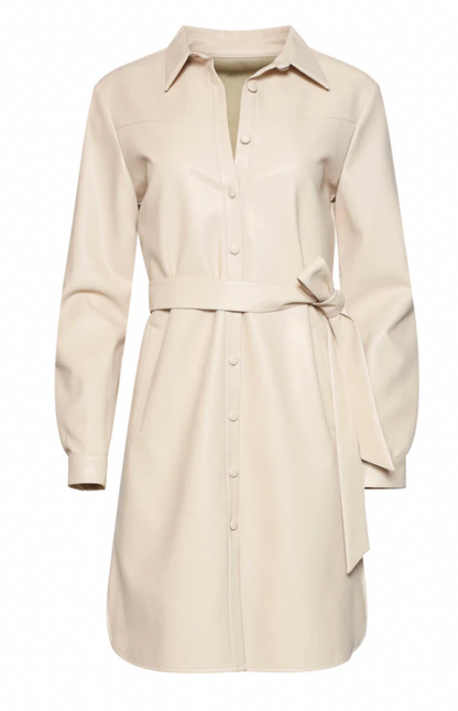 PU Dress with Belt | Off White