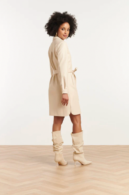 PU Dress with Belt | Off White