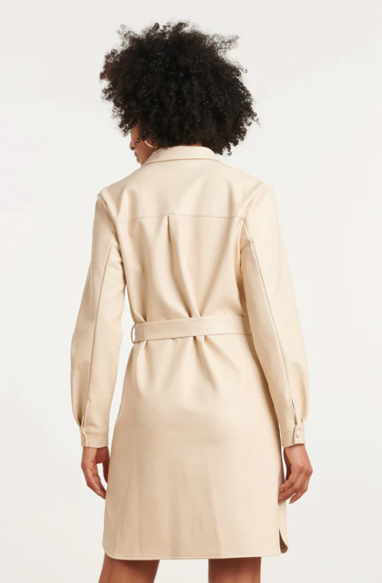 PU Dress with Belt | Off White