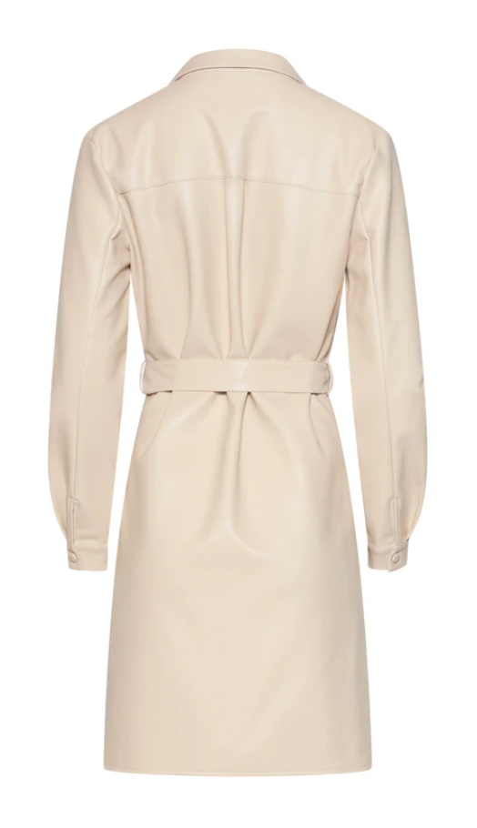 PU Dress with Belt | Off White