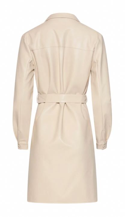 PU Dress with Belt | Off White