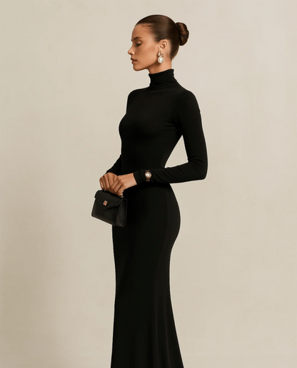 Women’s Maxi Dress with Long Sleeves and Turtleneck | Maxi