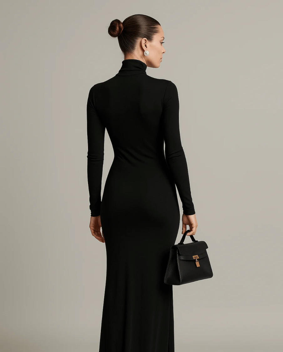 Women’s Maxi Dress with Long Sleeves and Turtleneck | Maxi