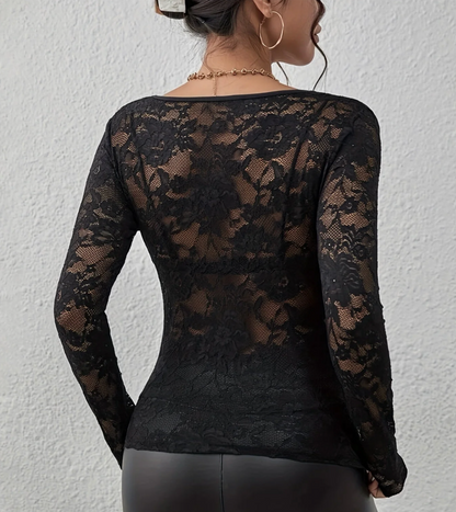 Women’s Lace Blouse with Long Sleeves | Elegant Lace Top