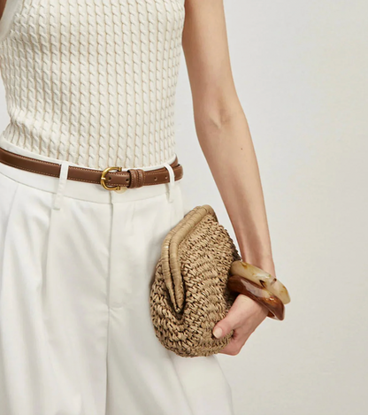 Straw Clutch Handbag for Women | Natural