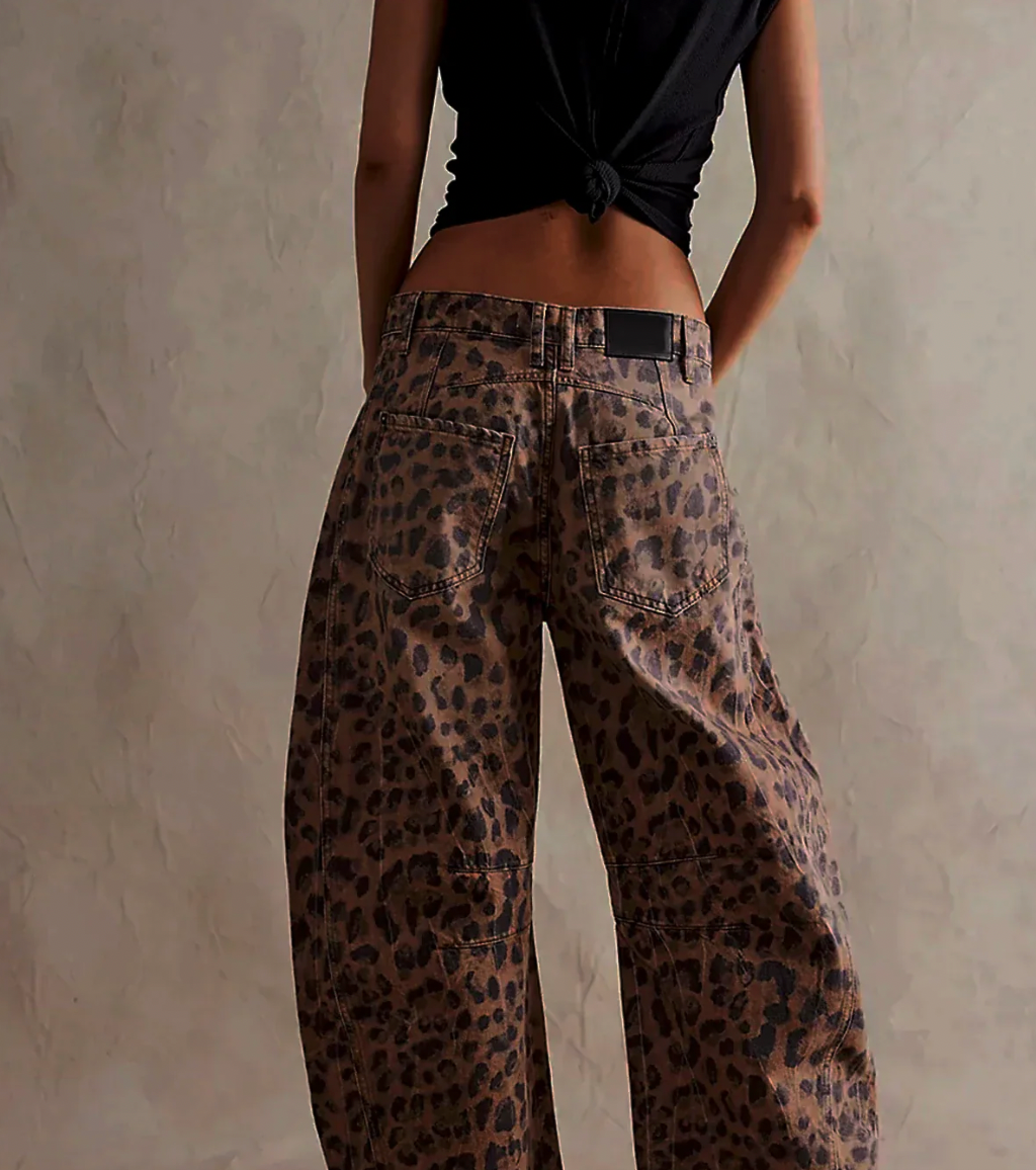 Women’s Leopard Print Wide-Leg Jeans