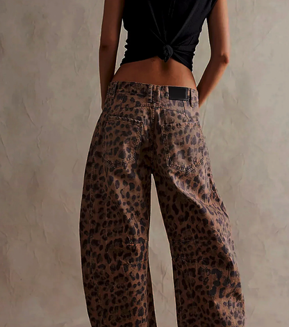 Women’s Leopard Print Wide-Leg Jeans