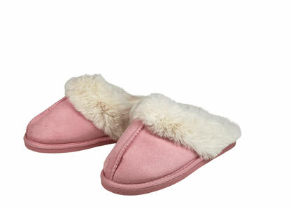 Women’s Faux Suede Slippers with Plush Ankle Collar | Chestnut